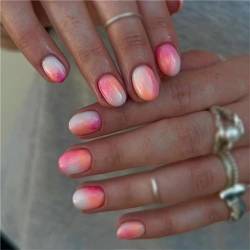 Künstliche Fingernägel mit Farbverlauf, kurz, oval, für Frauen und Mädchen, 24 Stück von Crazynekos
