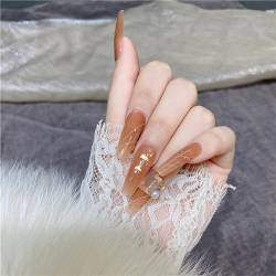 Leichte handgefertigte Nägel, blühender Farbverlauf, Sarg, zum Aufdrücken auf Nägel, Nagelkunst, Dekoration für Frauen und Mädchen, Maniküre, 10 Stück (L) von Crazynekos