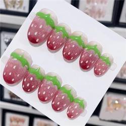 Ovale kurze handgefertigte Nägel Starwberry Katzenauge drücken auf Nägel Sommer Tips Nail Art Dekoration für Frauen und Mädchen Maniküre 10 Stück (XS) von Crazynekos