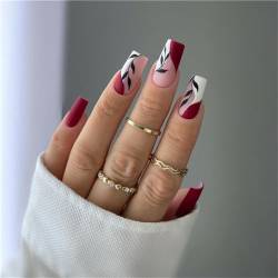 Quadratische lange künstliche Nägel Frühling Sommer drücken auf Nägel French Tips Nail Art Dekoration für Frauen und Mädchen Maniküre 24 Stück von Crazynekos