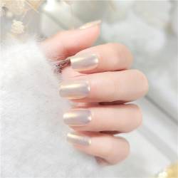 Shimmer Mirror Shiny Fake Nail Short Square Press on Nails Tips Nail Art Decoration for Women and Girls Manicure 24pcs von Crazynekos