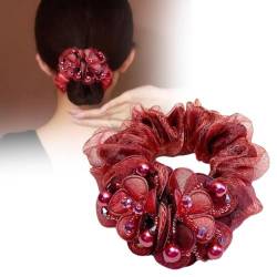 Blumen-Haargummis, Glitzer-Spitze, Blumen-Haargummis, Haarschleifen, elastische Bänder, dehnbare Haarbänder, dicke florale Stirnbänder, Haargummis, Pferdeschwanz-Halter, Haarschmuck für Frauen und von Crazyview