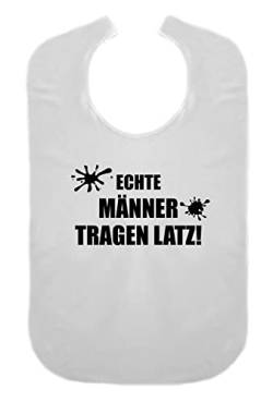 Cre9tive Echte Männer tragen Latz - Geschenk zur Rente - Lustiges Lätzchen für Erwachsene Ess-Schürze Essschürze Kleidungsschutz wasserdicht ID: 038 (weiß) von Cre9tive