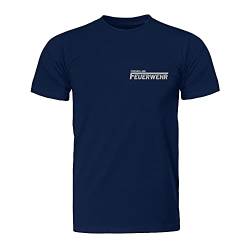 Freiwillige Feuerwehr Logo Reflektierend Feuerwehrmann Feuerwehrfrau, Herren T-Shirt - Fairwear -, Größe XXL, Navy von Cre9tive