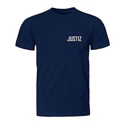 Justiz - Druck vorne -, Herren T-Shirt - Fairwear -, Größe L, Navy von Cre9tive