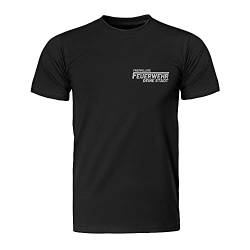 Refektierender Aufdruck Freiwillige Feuerwehr Meine Stadt Ort Wunschtext anpassen personalisierbar Brust und Rücken, Herren T-Shirt - Fairwear -, Größe 3XL, schwarz von Cre9tive