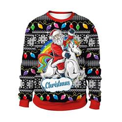 Ugly Christmas Sweater für Damen Herren Paare Unisex Lustig 3D Gedruckt Rundhalsausschnitt Plus Size Pullover Sweatshirts, Weihnachten L, Mittel von Creaion