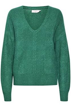 Cream Damen Women's Knitted Sweater V-Neck Long Sleeves Cable Knit Pullover, Ultramarine Green, Medium von Cream