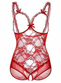 Creamlin Plus Size Dessous für Frauen Sexy Dessous Body Einteiler Teddy Schwarz (rot) von Creamlin