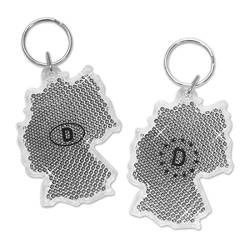 Creanow 2er Set Schlüsselanhänger mit Reflektor in Deutschland-Kontur - Geschenke für Männer - Nummernschild Kennzeichen „D“ - Auto Schlüsselanhänger - Deutschland Souvenir von Creanow