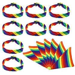 Create Idea 15 Stück Regenbogen Farbe Bandanas Stirnband Kopfbedeckung Baumwolle Streifen Haarband Multifunktionstuch Kopftuch Haarschmuck Schal für Party von Create idea