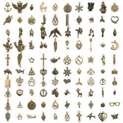 Create idea 100 Stück Antik-Bronze-gemischte Vintage-Charms-Set für Schmuck, Halsketten, Anhänger, Bastelbedarf, Handarbeit, Dekoration, Zubehör von Create idea