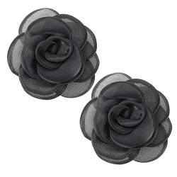 Create idea 2 Stück Rose Blume Charms Schuhclips Schuhschnallen Abnehmbare Schuhe Dekoration Zubehör für Frauen Damen Mädchen, Schwarz 6.5cm von Create idea