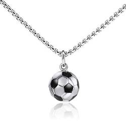 Create idea Fußball-Charm-Halskette, Edelstahl, für Jungen, Mädchen, Sportler, Männer, Frauen, Unisex-Schmuck, einzigartiges Geschenk, 60 cm, Edelstahl von Create idea