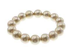 Creative-Beads Muschelkernperlen Armband, 12mm Perle, elastisch 19-20cm, braun von Creative-Beads
