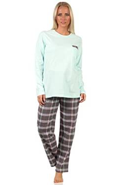 Creative by Normann Damen Flanell Pyjama Mix & Match - Top Single Jersey, Hose Flanell auch in Übergrößen, Farbe:Aqua, Größe:60-62 von Creative by Normann