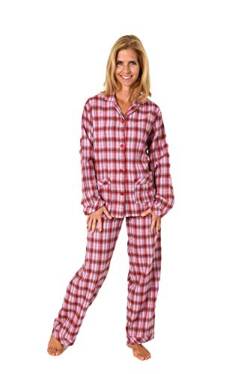 Damen Flanell Pyjama Schlafanzug in Karo Optik zum durchknöpfen - 281 201 15 531, Farbe:rot, Größe:44-46 von Creative by Normann