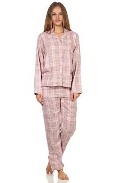 Damen Langarm Flanell Pyjama Schlafanzug kariert - 202 201 15 602, Farbe:rosa, Größe:36/38 von Creative by Normann