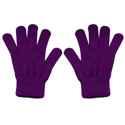 Warme Handschuhe Outdoor Vollfinger Strickhandschuhe Schweißabsorbierend Elastisch Warm Einfach Lila von Cremlank