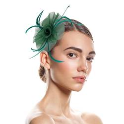 Breites Stirnband Herren Jogging Zubehör Damen Hüte für Damen Fascinators Damen Pillbox Blumenhut für Tea Party Cocktail Ball Hochzeit Kirche Sporttuch Hals Stirnbänder Für Damen (Green, One Size) von CreoQIJI