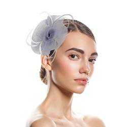 Breites Stirnband Herren Jogging Zubehör Damen Hüte für Damen Fascinators Damen Pillbox Blumenhut für Tea Party Cocktail Ball Hochzeit Kirche Sporttuch Hals Stirnbänder Für Damen (Grey, One Size) von CreoQIJI