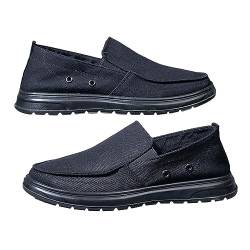 CreoQIJI Find Schuhe Herren Herren-Loafer-Sneaker, Segeltuch-Slip-on-Schuhe, Flache, atmungsaktive Wander-Bootsschuhe Schuhe Herren Winterschuhe (Black, 38) von CreoQIJI