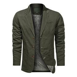 CreoQIJI Herren Sakko übergröße Blazer Herbst Anzugsakko Baumwolle | Chino Freizeitanzug Herren Outdoorjacke 3 Knopf Sportlich Herrenjacken für Hochzeit Business Größe L XL XXL 3XL 4XL von CreoQIJI