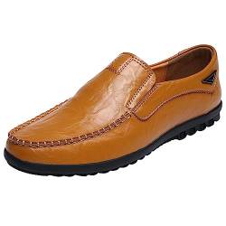 CreoQIJI Herren Schuhe Schwarz 44 Flache Loafer für Herren, Slip-On, Business-Kleiderschuhe, zum Fahren, lässig, Boot, weiche Schuhe Herren Winter Schuhe 47 (BW2, 44) von CreoQIJI