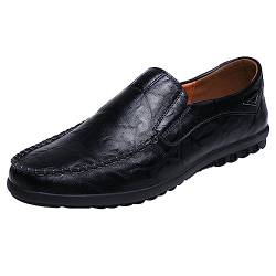CreoQIJI Herren Schuhe Schwarz 44 Flache Loafer für Herren, Slip-On, Business-Kleiderschuhe, zum Fahren, lässig, Boot, weiche Schuhe Herren Winter Schuhe 47 (Black, 40) von CreoQIJI