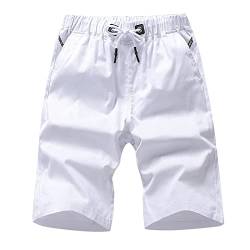 CreoQIJI Kurze Hose Herren Bermuda Leinen Shorts Lässige locker sitzende atmungsaktive Caprihose für Herren Sommer Strandhose Sport Fitness Baumwolle Kurze Stoffhose von CreoQIJI