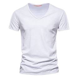 Slim Fit T-Shirt Herren Schwarz T Shirt MäNner Basic Shirt V Ausschnitt Freizeit Comfort Und Luftig Baumwolle Casual Outfit erhältlich in vielen Farbvarianten leichtes von CreoQIJI