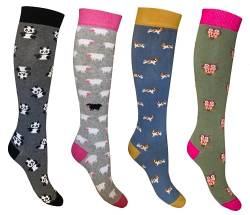 CriCri Socks 4 Paar Kniestrümpfe Damen-Socken aus warmer Baumwolle, Einheitsgröße - Made in Italy (Kombination 4) von CriCri Socks