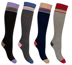 CriCri Socks 4 Paar Kniestrümpfe Damen-Socken aus warmer Baumwolle, Einheitsgröße - Made in Italy (Monochrome) von CriCri Socks