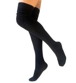CriCri Socks Damen-Strümpfe Höhe über den Knien aus weicher und warmer Wolle – Made in Italy (35-38, Schwarz) von CriCri Socks