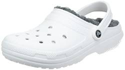 Crocs Classic Lined Clog – Unisex Clogs für Erwachsene – Mit flauschigem Innenfutter – Im Slip-On-Stil – Weiß/Grau – Größe 43-44 von Crocs