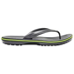 Crocs Crocband Flip-Sandalen – Unisex Flip-Sandalen für Erwachsene – Wasserdichte, schnell trocknende Flip-Flops – Graphite/Volt Green – Größe 45-46 von Crocs