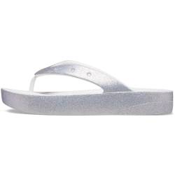 Crocs Women's Classic Flip Flops | Platform Shoes Wedge Sandal, White/Glitter, 7 von Crocs