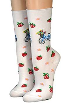 Crönert Damen Longsocks mit Rollrand Radel und Erdbeeren (weiß, 39-42) von Crönert