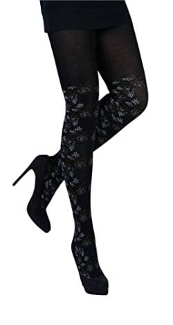 Crönert Damen Strumpfhose Sofias Blumen 72238 schwarz Gr. 44/46 von Crönert