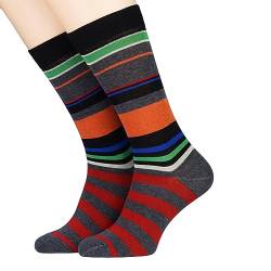 Crönert Herren Longsocks Socken mit Rollrand Design Streifen 26214 (43-46, schwarz-orange) von Crönert
