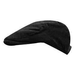 Croogo Herren Newsboy Flat Cap Cord Efeu Cap Casual Winter Duckbill Hat Irish Catsby Golf Baskenmütze, BL78-black, Einheitsgröße von Croogo