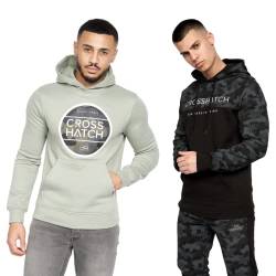 Crosshatch (2 Stück) Herren Casual Hoodie Klassische Grafik Kapuze Langarm Sweatshirt Größen variieren von S,M,L,XL,XXL, Salbei/Schwarz, L von Crosshatch