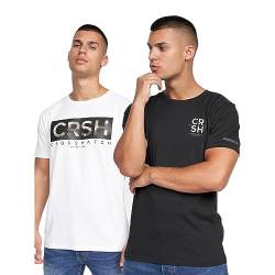 Crosshatch Clothing247 Herren Premium Halbarm Rundhals T-Shirt mit Buchstabendruck Logo Design Verschiedene Größen von S, M, L, XL, XXL, Schwarz/Weiß - Wamter, S von Crosshatch