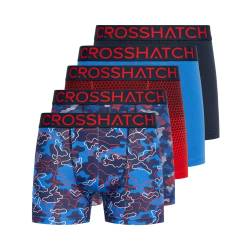 Crosshatch Herren Boxershorts Shorts (5 Stück) Multipack Unterwäsche Geschenkset Herrenfarbe Boxershorts(L,Blue/Racing RED/BB) von Crosshatch