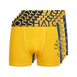 Crosshatch Herren Boxershorts Shorts (5 Stück) Multipack Unterwäsche Geschenkset Herrenfarbe Boxershorts(S,Yellow/Navy) von Crosshatch