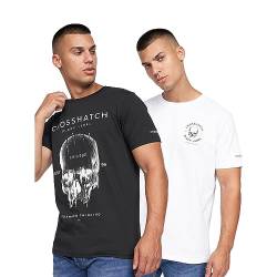 Crosshatch Herren Skulfux T-Shirt, schwarz/weiß, S von Crosshatch