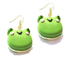 Grüne Frosch-Ohrringe für Frauen, süße Macaron, Zink von CrownOfRibbons