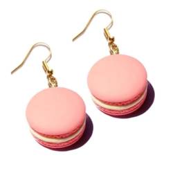 Rosa süße Macaron-Ohrringe im baumelnden Stil für Frauen, süß und lustig, Metalllegierung von CrownOfRibbons