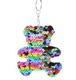 Teddybär-Schlüsselanhänger, Regenbogen-Pailletten, funkelnd, Schlüsselanhänger, Gepäck, Taschen-Zubehör von CrownOfRibbons