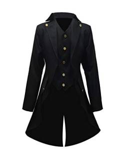 Crubelon Herren Steampunk Vintage Jacke Gothic Viktorianischen Frock Mantel Uniform - Schwarz - Groß von Crubelon